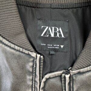 Zara cropped faux leather bomber jacket